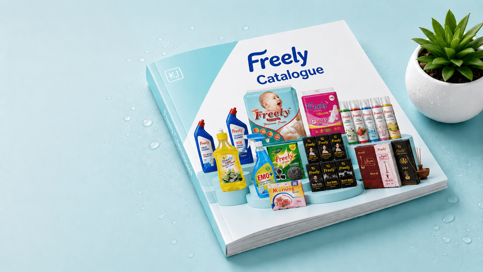 Freely catalogue booklet with product range display